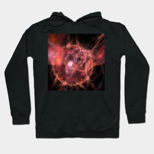 Fractal solar explosion in orange on black Hoodie